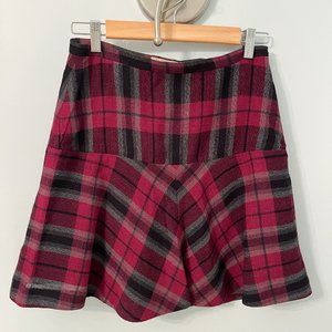 Burberry Brit Plaid Drop Yoke Skirt in Burgundy (Size US 6)